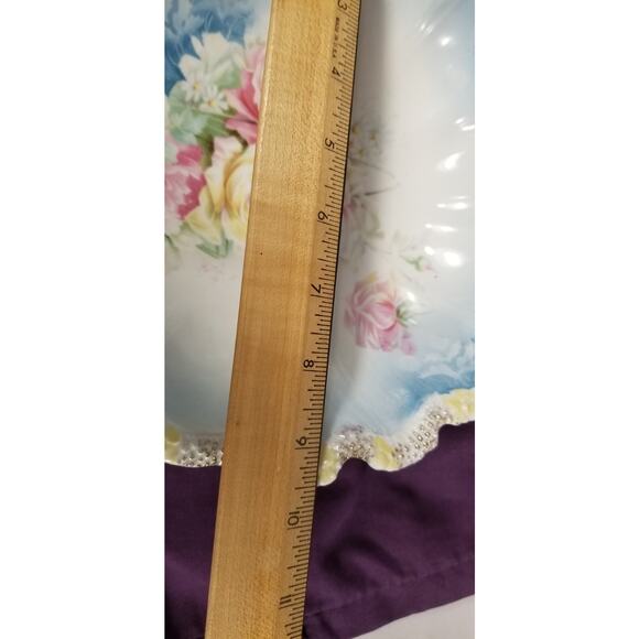 Antique RS Prussia Pink Roses Gold Trim Porcelain Bowl 9.5" Gilded Age - Picture 9 of 9